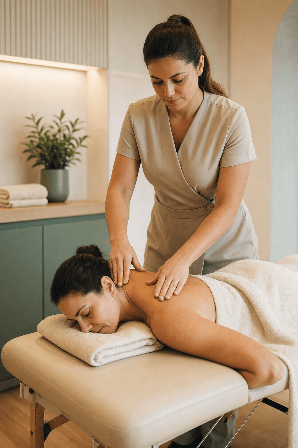 Profissional realizando uma massagem terapêutica
